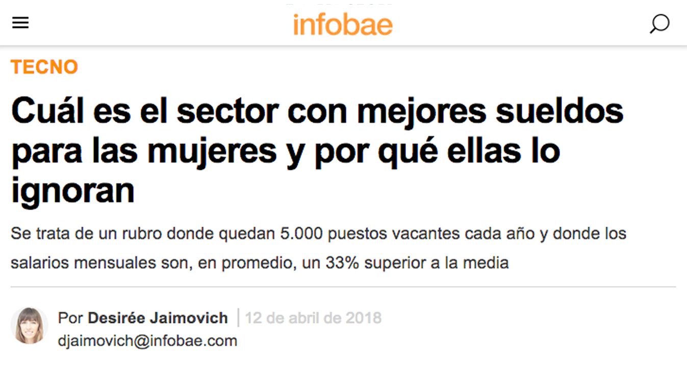 Tapa de la nota de sobre Mujeres en Programación en Infobae